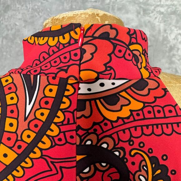 Chiara Boni La Petite Robe Tiffy Paisley Halter Top US 6 IT 42 Red Mock Neck - Picture 5 of 8